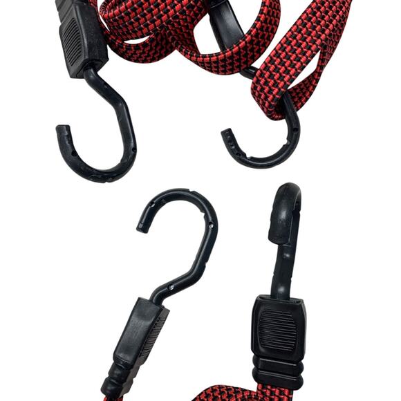 Pair of Red Woven 80" Long Strap Double Hook End Strapping Cords VG Condition - Picture 2 of 3